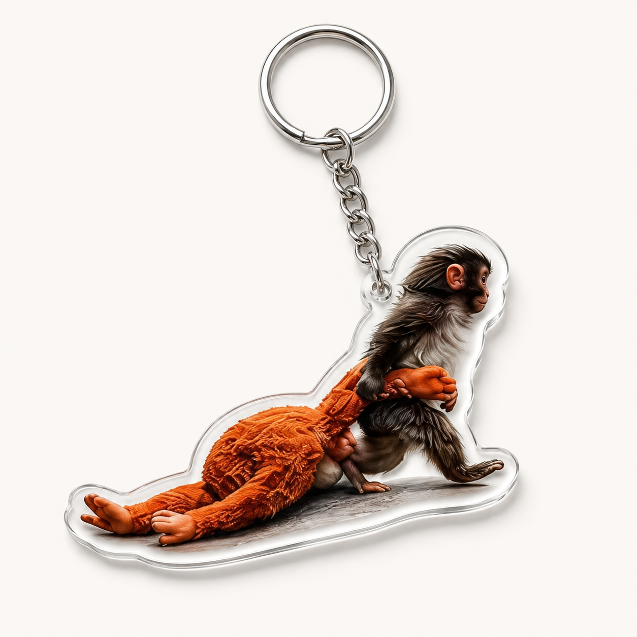 Niedlicher Affen Schlüsselanhänger – Acryl Monkey Keychain mit Kuscheltier