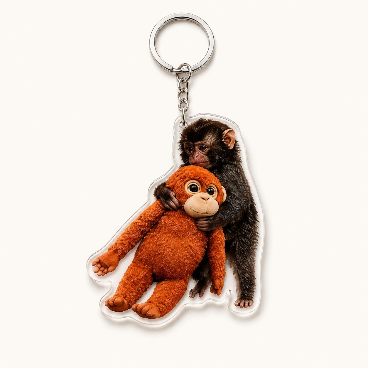 Niedlicher Affen Schlüsselanhänger – Acryl Monkey Keychain mit Kuscheltier