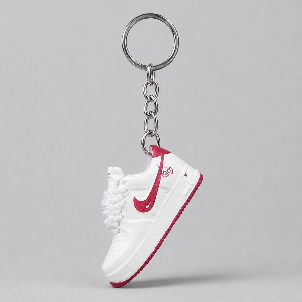 Schlüsselanhänger Nike Air Force 1 Weiß/Rot – 3D Mini Sneaker | Geschenk für Freundin