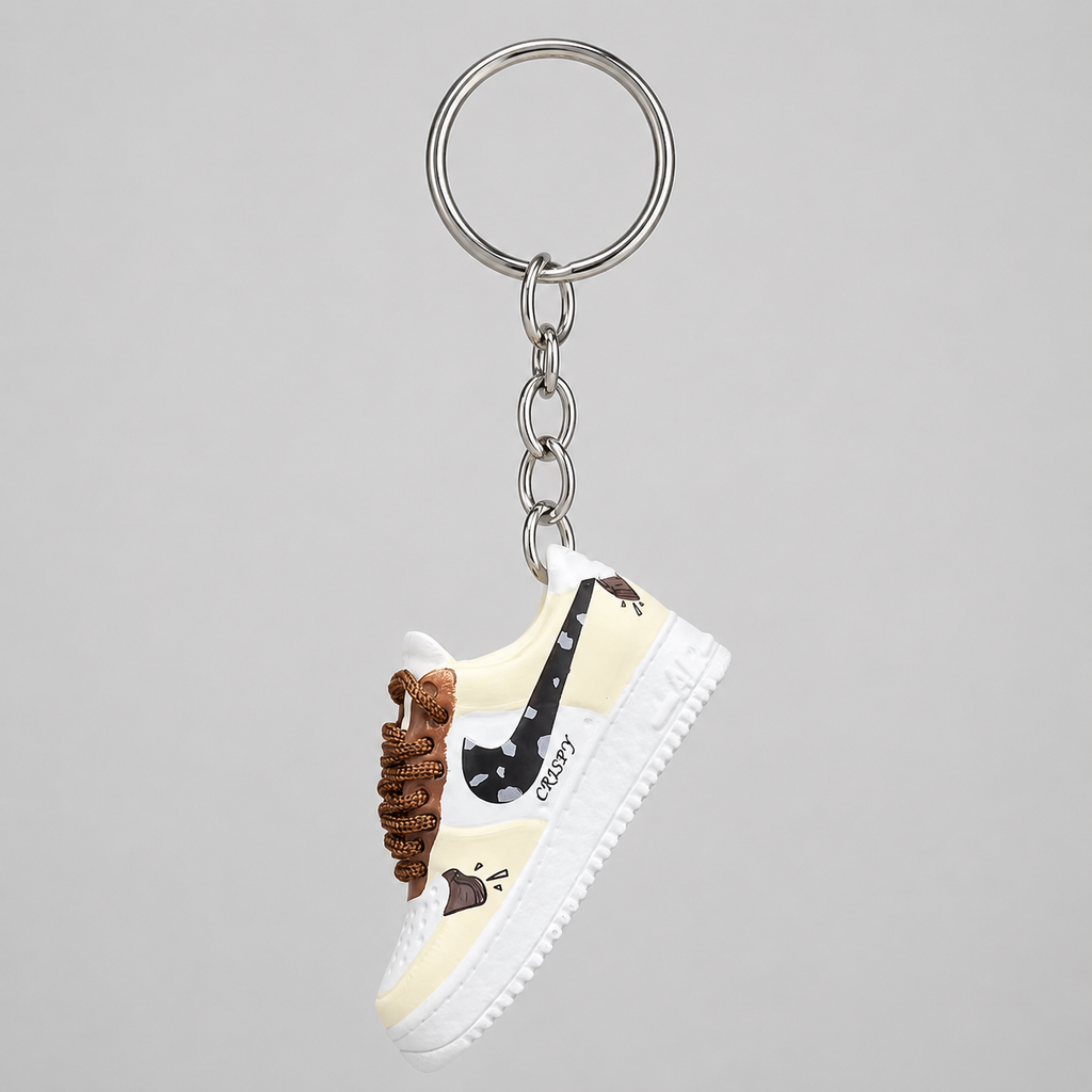Schlüsselanhänger Nike Air Force 1 Cream/Braun – 3D Mini Sneaker "Crispy" | Geschenkidee