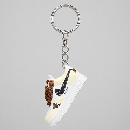 Schlüsselanhänger Nike Air Force 1 Cream/Braun – 3D Mini Sneaker "Crispy" | Geschenkidee