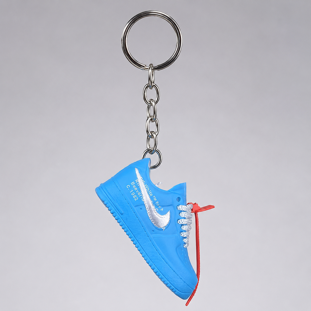Schlüsselanhänger Nike Air Force 1 x Off-White Blau – 3D Mini Sneaker | Geschenkidee
