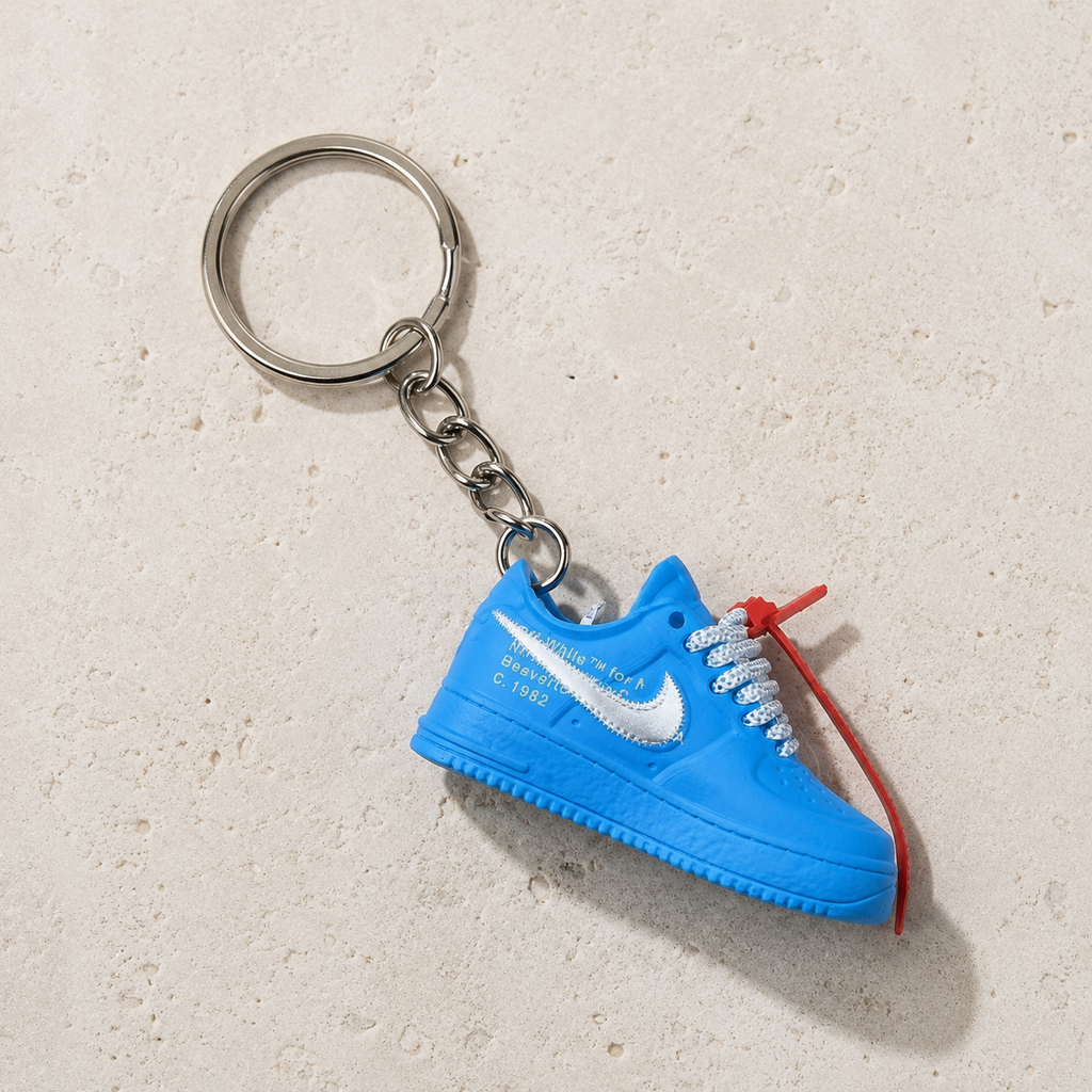 Schlüsselanhänger Nike Air Force 1 x Off-White Blau – 3D Mini Sneaker | Geschenkidee