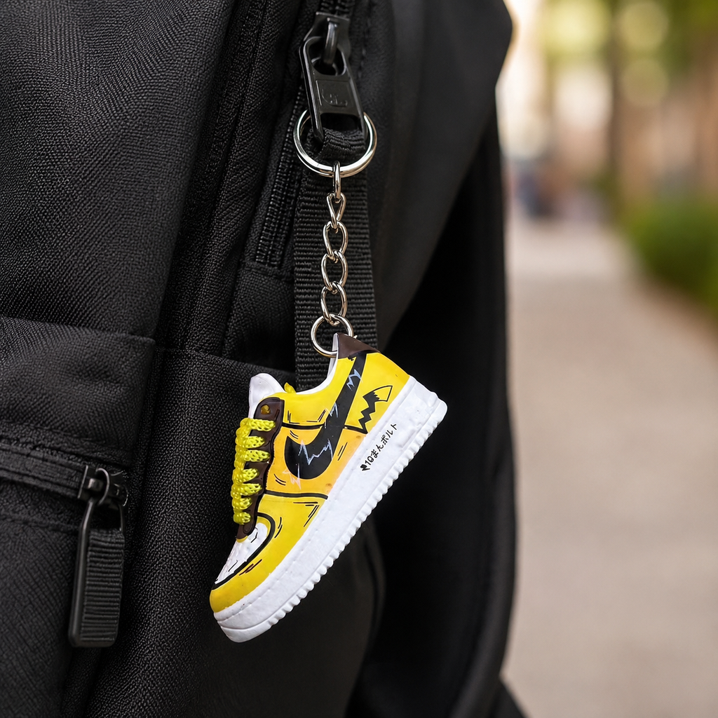 Schlüsselanhänger Nike Air Force 1 Gelb – 3D Mini Sneaker Pikachu Style | Geschenkidee