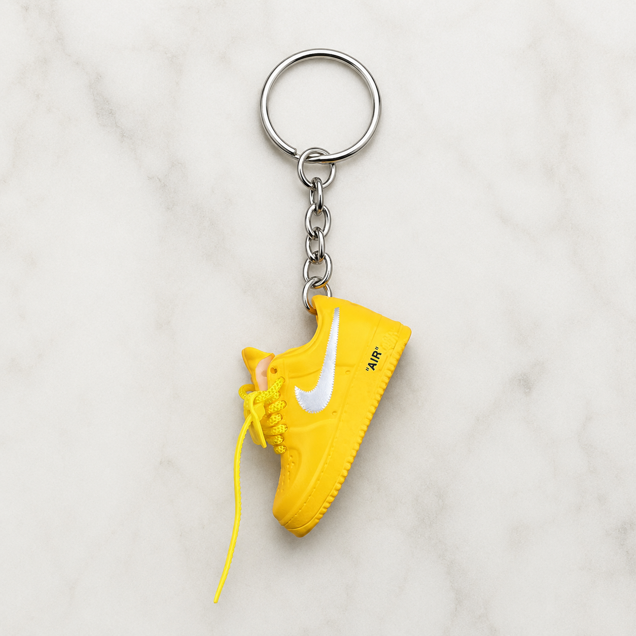 Schlüsselanhänger Nike Air Force 1 x Off-White Gelb – 3D Mini Sneaker | Geschenkidee