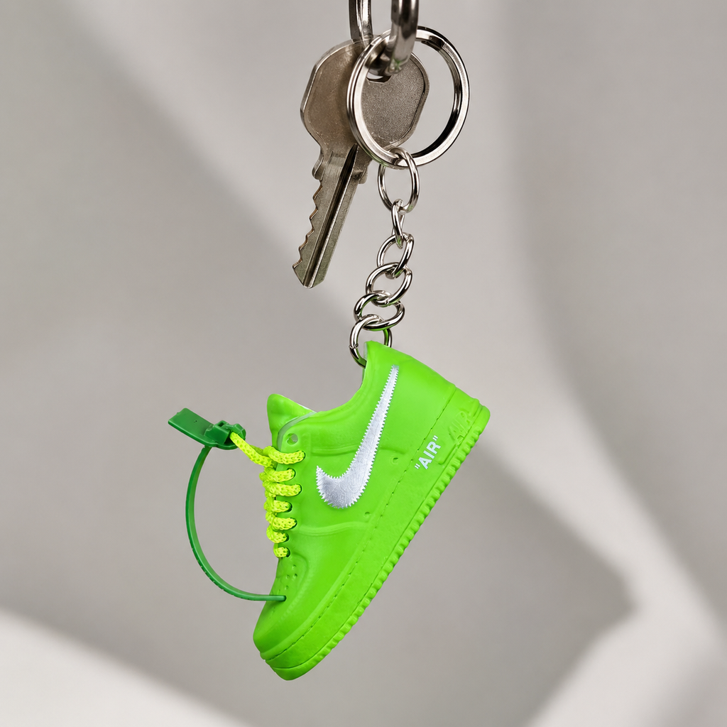 Schlüsselanhänger Nike Air Force 1 x Off-White Grün – 3D Mini Sneaker | Geschenkidee