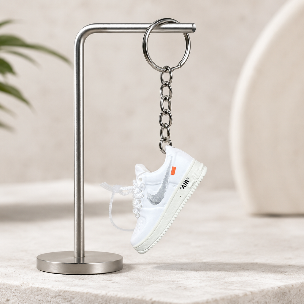 Schlüsselanhänger Nike Air Force 1 x Off-White Weiß – 3D Mini Sneaker | Geschenkidee