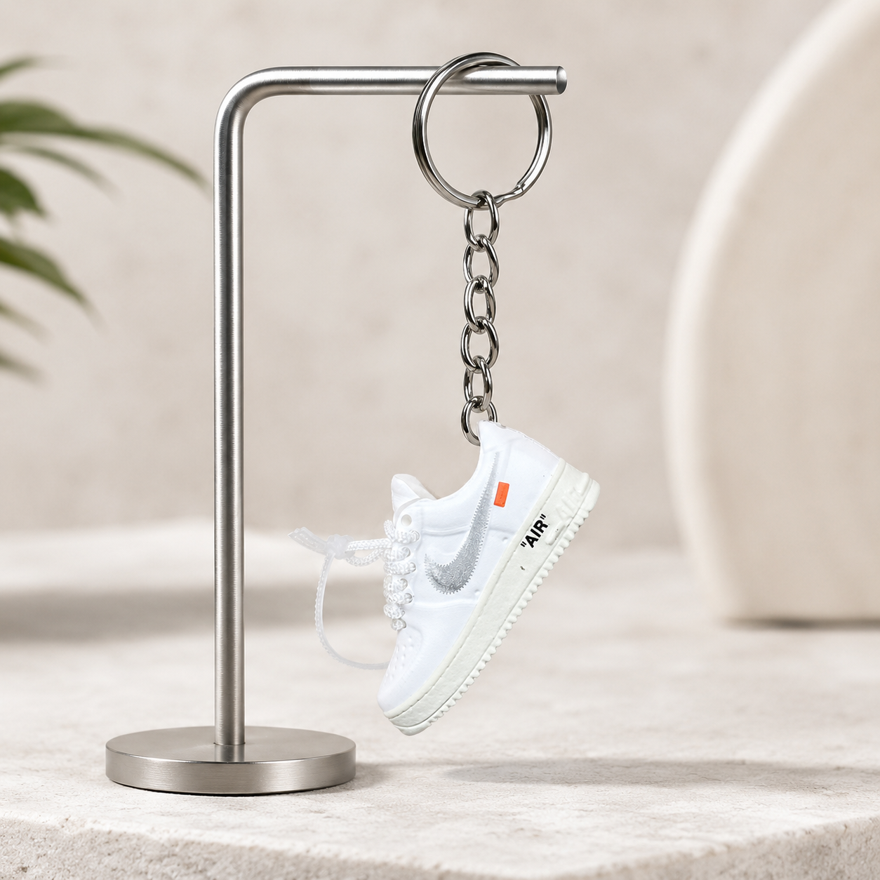 Schlüsselanhänger Nike Air Force 1 x Off-White Weiß – 3D Mini Sneaker | Geschenkidee