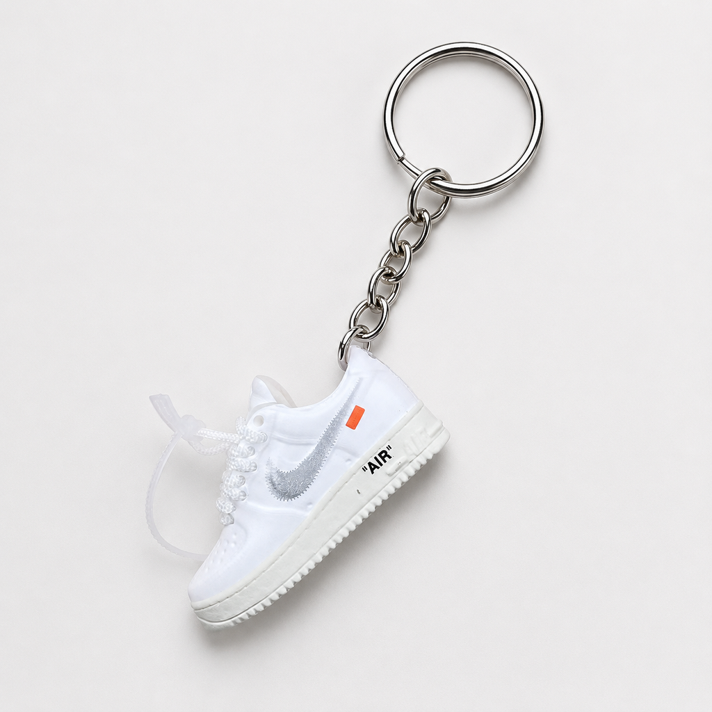 Schlüsselanhänger Nike Air Force 1 x Off-White Weiß – 3D Mini Sneaker | Geschenkidee