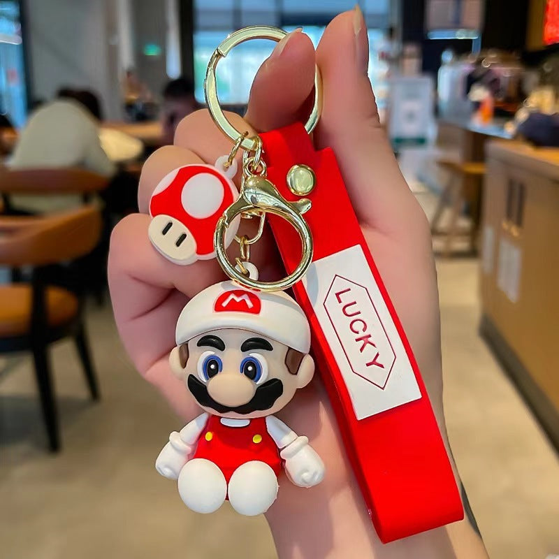 Super Mario Schlüsselanhänger 3D – Mario Figur mit Pilz Anhänger & Lucky Band