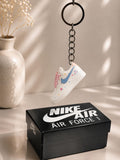 Schlüsselanhänger Nike Air Force 1 Weiß/Blau Kawaii – 3D Mini Sneaker | Geschenk für Freundin