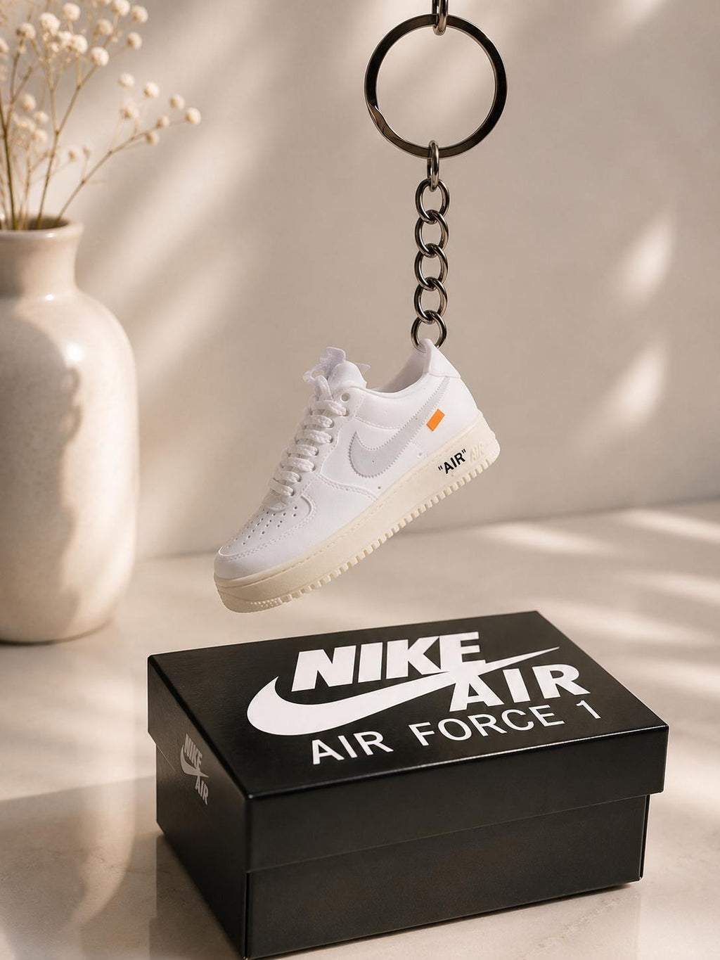 Schlüsselanhänger Nike Air Force 1 x Off-White Weiß – 3D Mini Sneaker | Geschenkidee