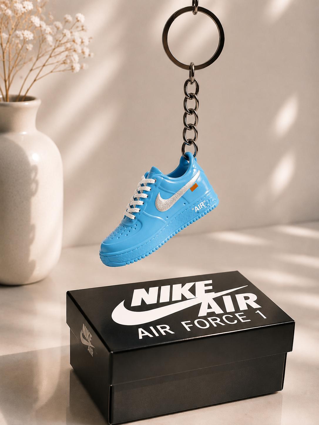 Schlüsselanhänger Nike Air Force 1 x Off-White Blau – 3D Mini Sneaker | Geschenkidee