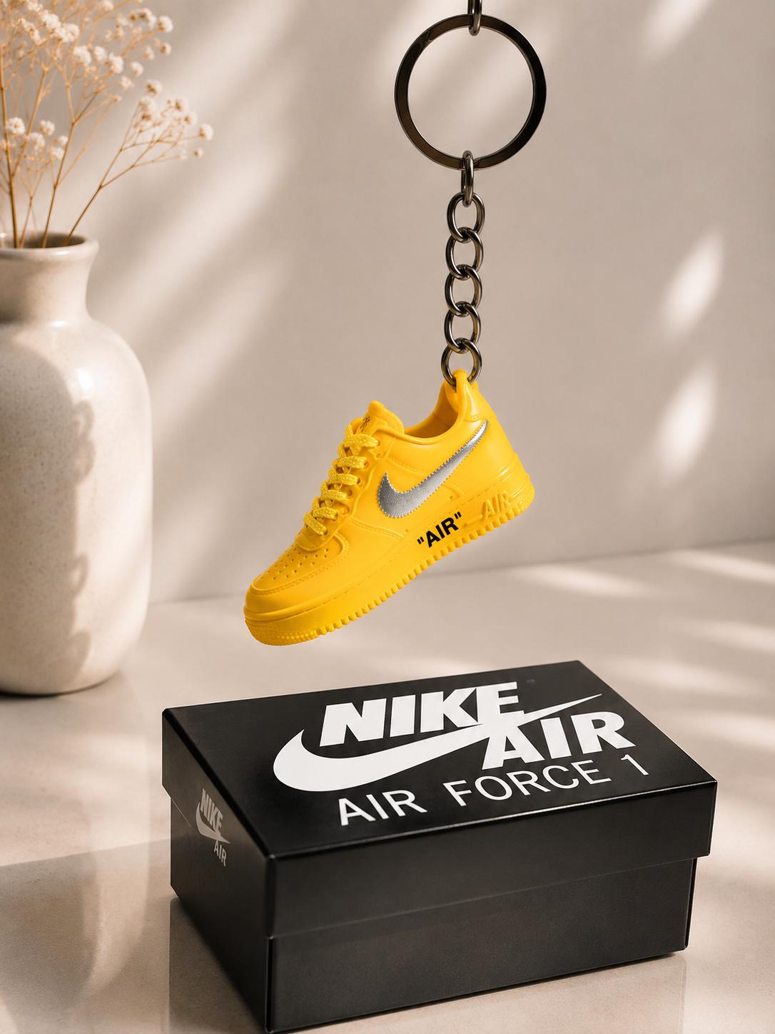 Schlüsselanhänger Nike Air Force 1 x Off-White Gelb – 3D Mini Sneaker | Geschenkidee